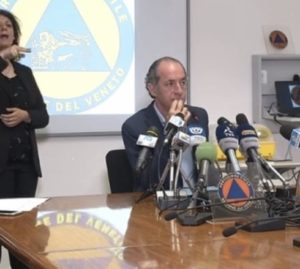 Il presidente della regione Veneto Luca Zaia