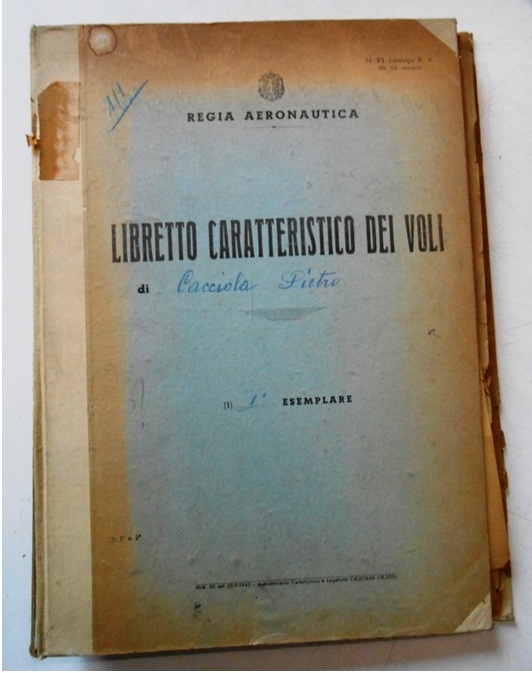 Libretto caratteristico dei voli - fonte Archivio Centrale dello Stato