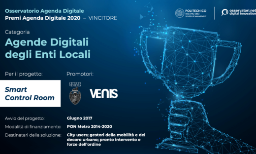 Innvovazione. Smart Control Room vince premio Agenda digitale 2020