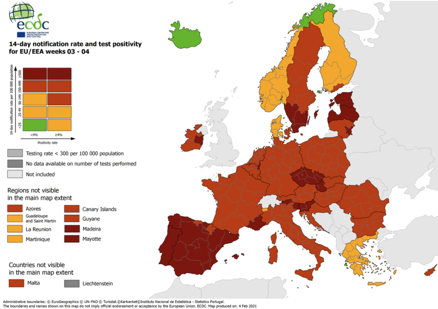 mappa europea viaggi coronavirus contagi