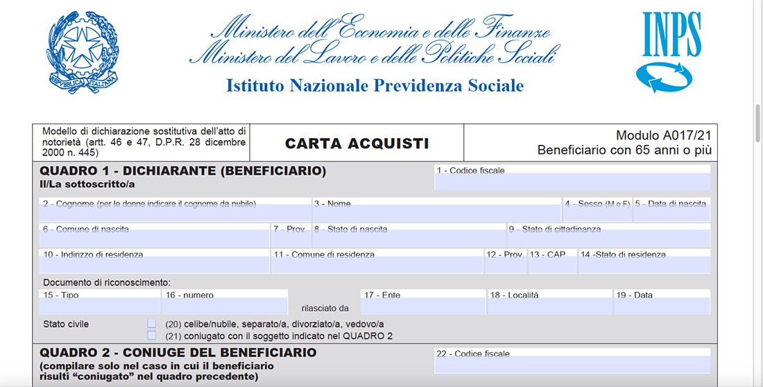 Carta acquisti un aiuto per beni di prima necessit e bollette