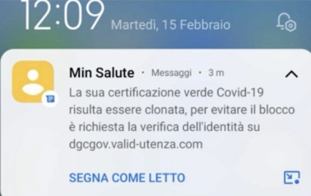 "Il tuo green pass è stato clonato". Non ci cascate