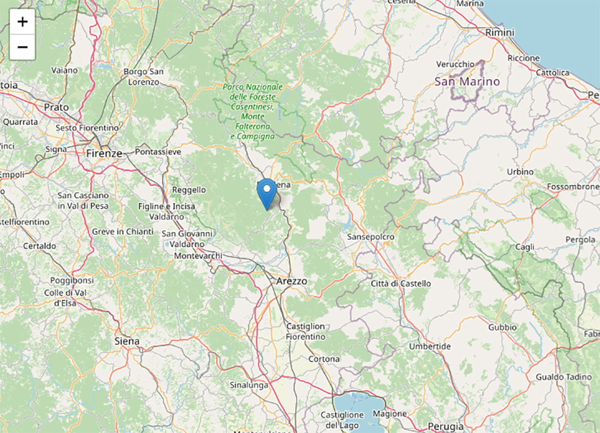 Terremoto oggi in Toscana, in provincia di Arezzo