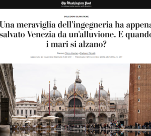 Il Mose “promosso” dal Washington Post: “Soluzione storica, eviterà che Venezia si trasformi in una moderna Atlantide”