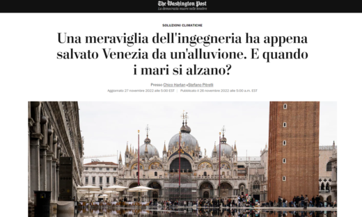 Il Mose “promosso” dal Washington Post: “Soluzione storica, eviterà che Venezia si trasformi in una moderna Atlantide”