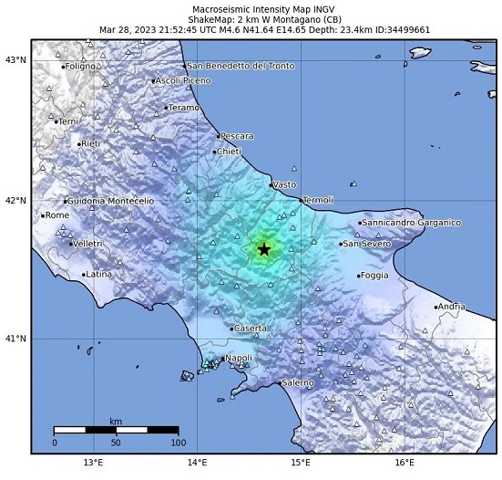 Terremoto: paura in Molise, scossa 4.6