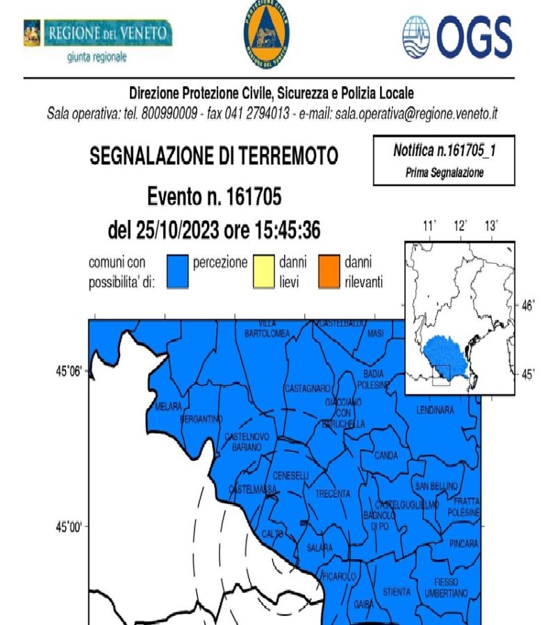 Terremoto a Rovigo