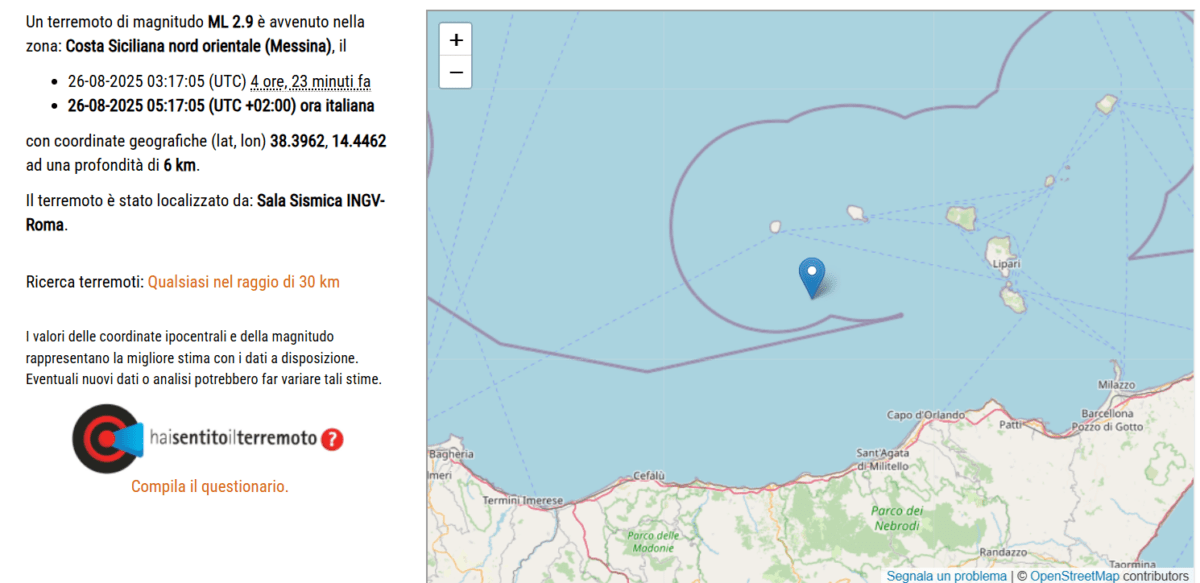 terremoto oggi