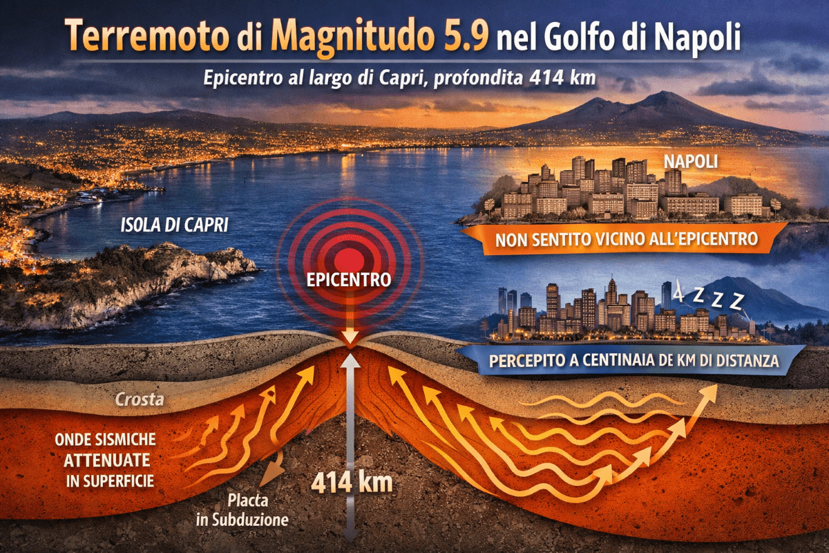 Terremoto Napoli: magnitudo 5.9 ma lo sentono solo in Lombardia