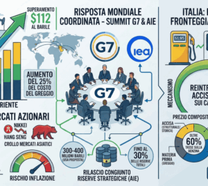 Petrolio a 112$: mercati in panico, Italia valuta accise