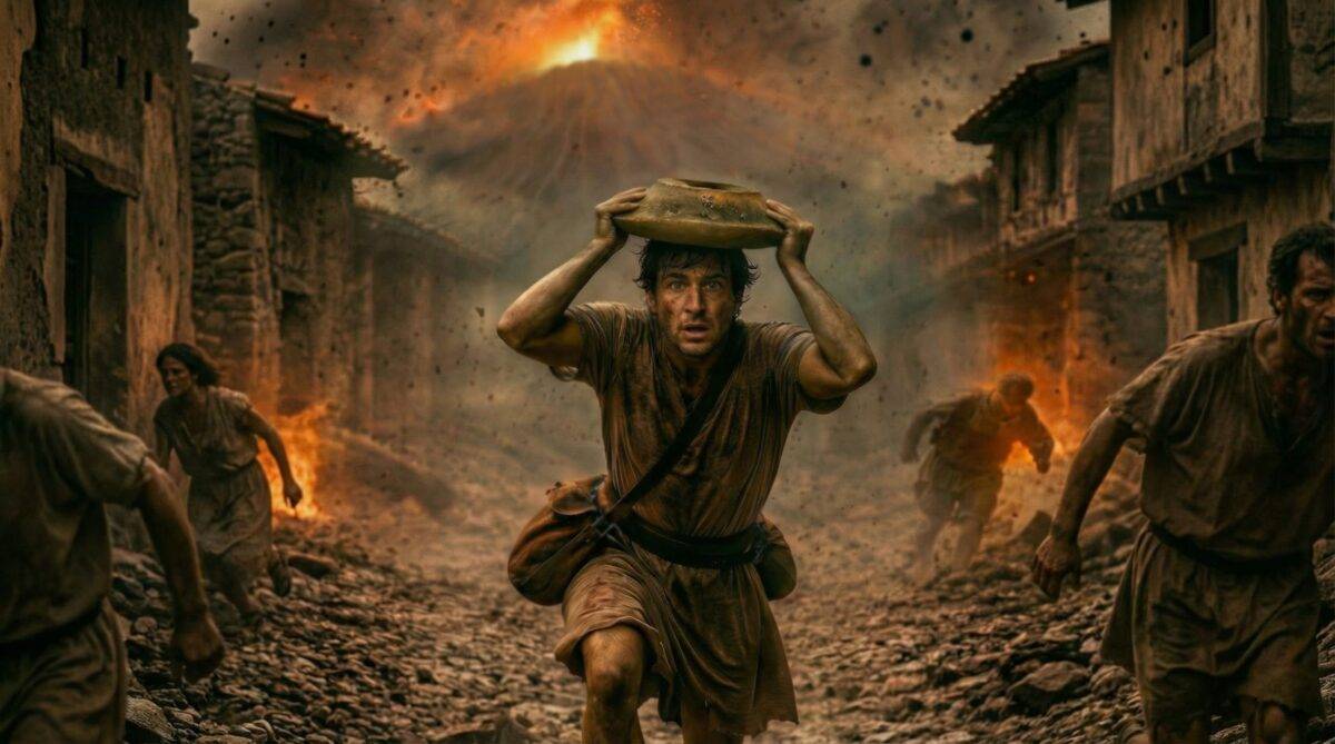 Pompei, l’IA ricostruisce gli ultimi istanti dell’eruzione: due uomini in fuga, la morte a pochi passi dal mare