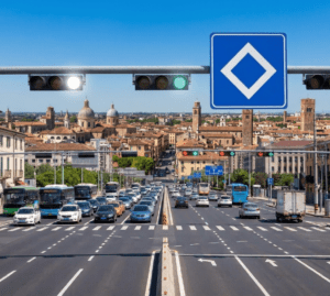 Semafori bianchi, rombi e pannelli verdi: è la strada che cambia