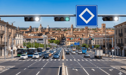 Semafori bianchi, rombi e pannelli verdi: è la strada che cambia