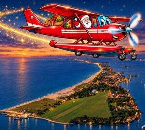 Babbo Natale arriva a Venezia in idrovolante