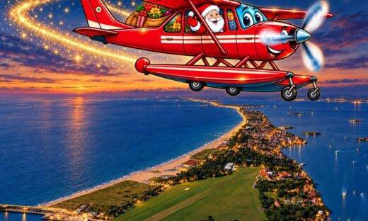 Babbo Natale arriva a Venezia in idrovolante
